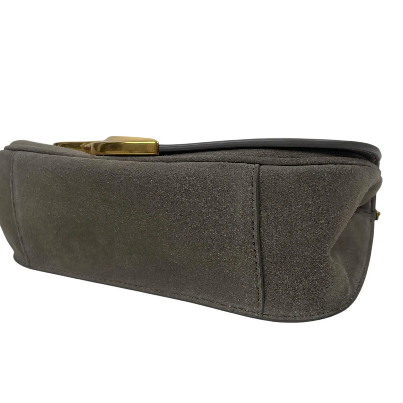 Donna Karan Malverne Leather Suede Crossbody Bag In Cloud Grey Gold - Image 6