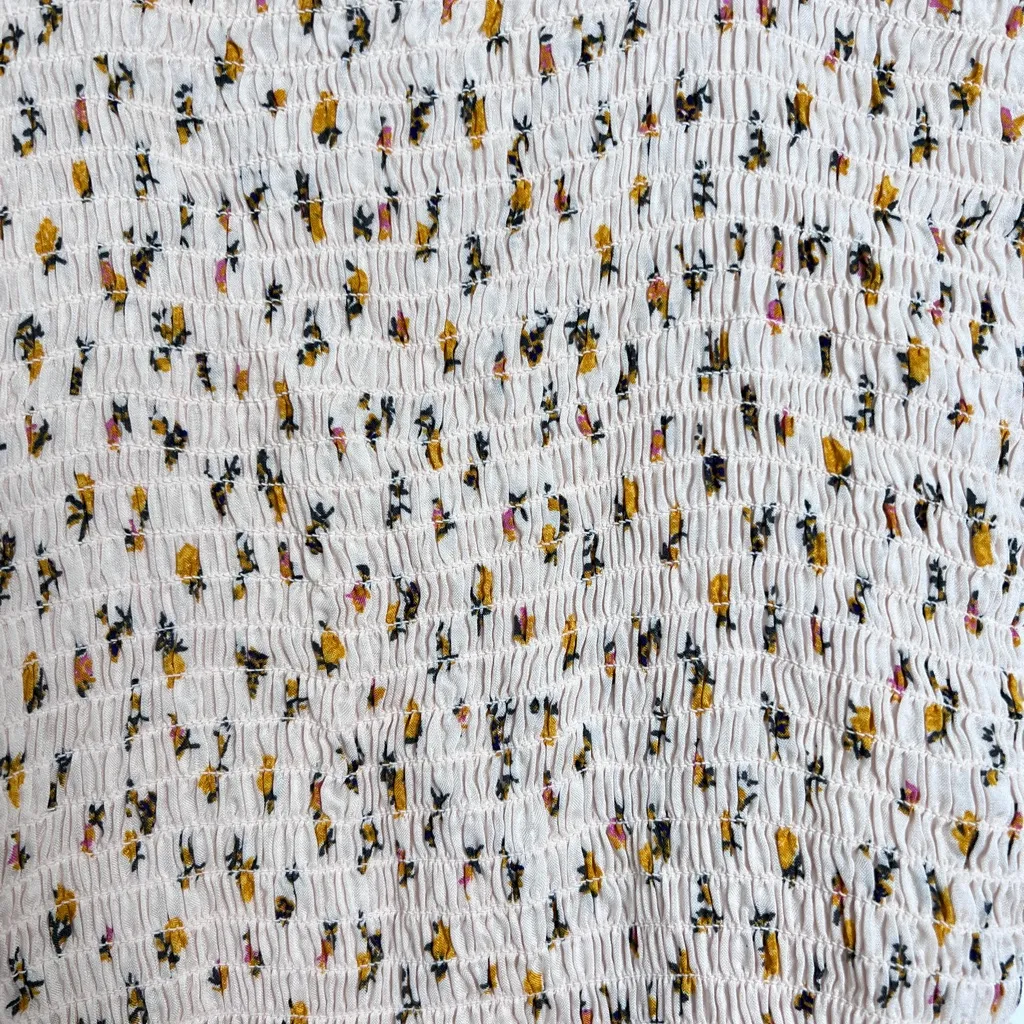 Intimately Free People Cream‎ Floral Bella Smocked Mini Dress XS - Image 8