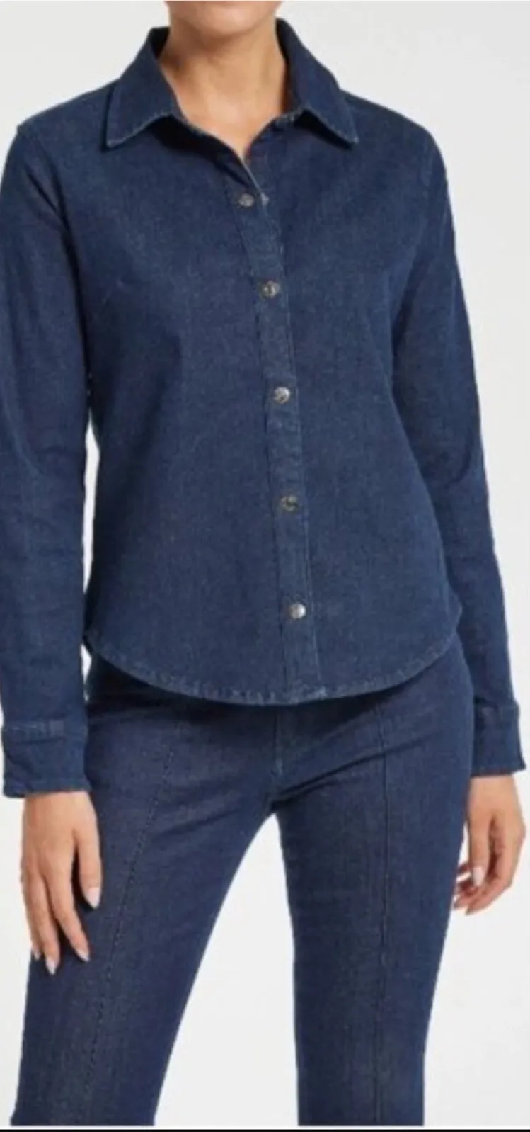 Anatomie Larissa Denim Shirt Long Sleeve Button Down Indigo Dark Blue Small Blue - Image 1
