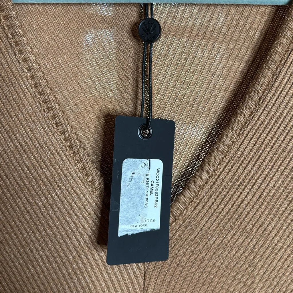 NWT rag & bone the Knit Rib Bias Midi Dress In Camel Size Large - Image 6