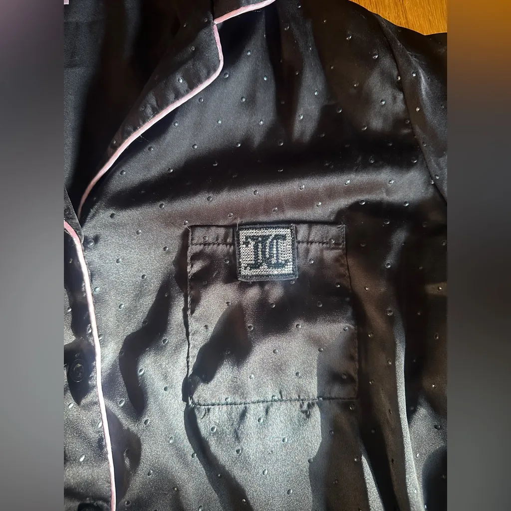 Juicy Couture Black Satin Long Sleeved Pajama Top, Size M - Image 2