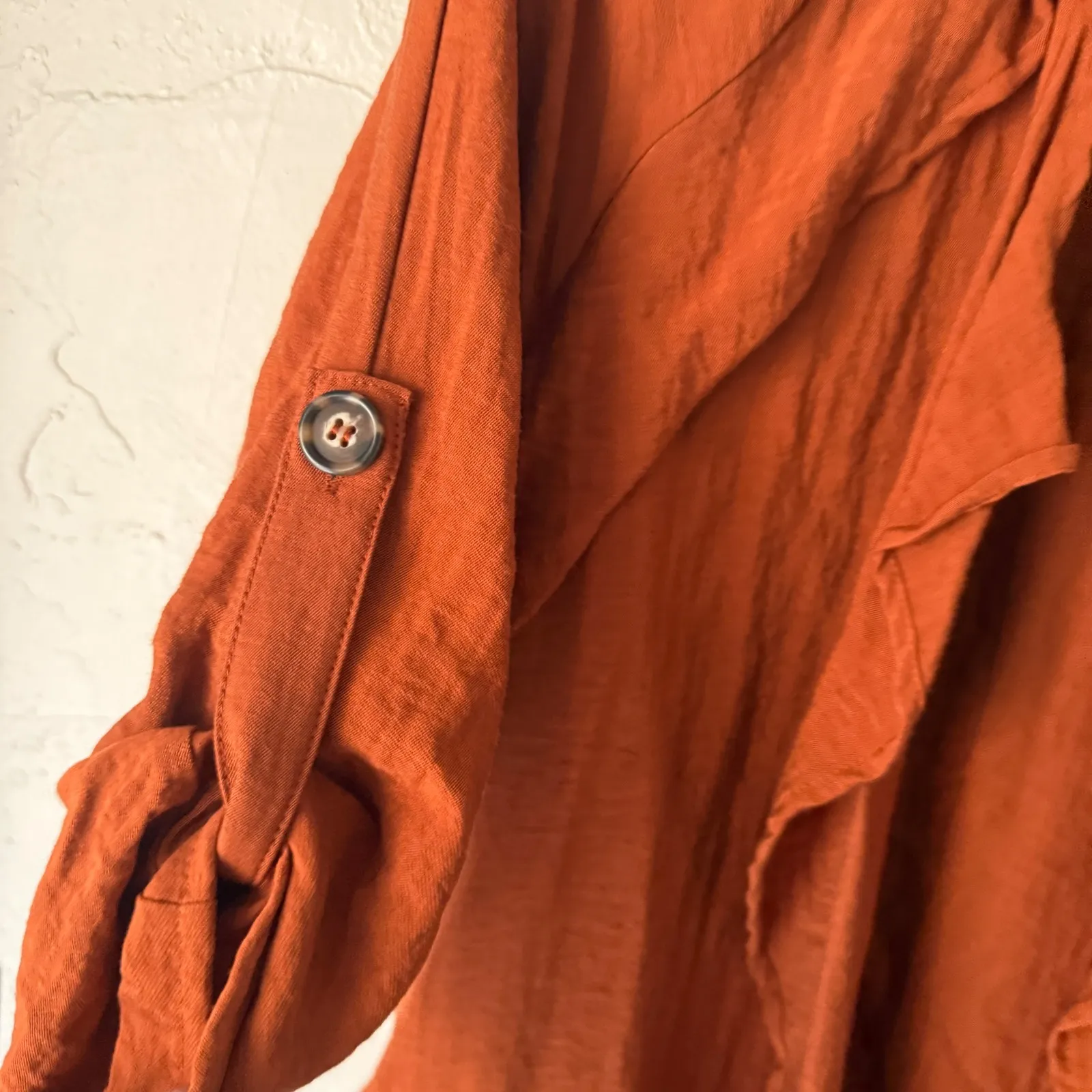 June & Hudson Women's S Orange Duster Cardigan Lightweight Roll Tab Sleeve Lagen - Image 6