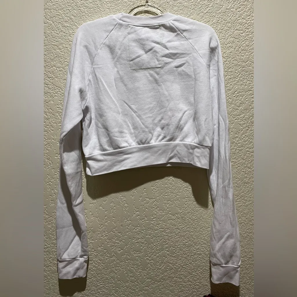 Aviator Nation Bolt 2 Cropped Sweatshirt White with Black Bolt Size S - Image 5