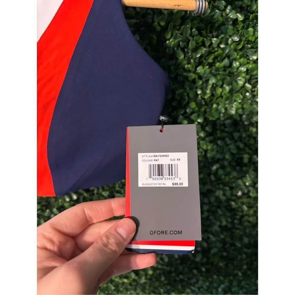 G/Fore Women’s G4 Sports Bra Blue Red White Size XS New - Image 2