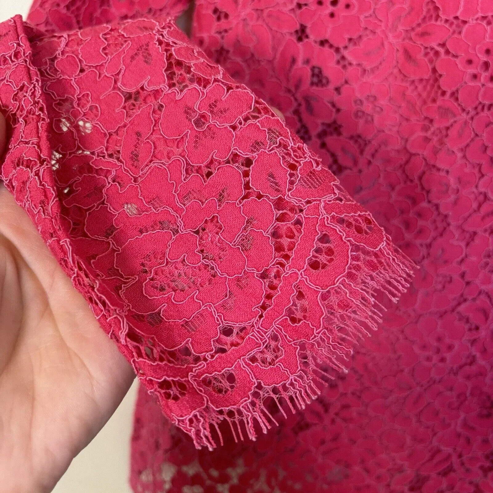 J. Crew‎ Womens 2 Scalloped Mock Neck Laced Long Sleeve Top in Dragonfruit NWT - Image 5