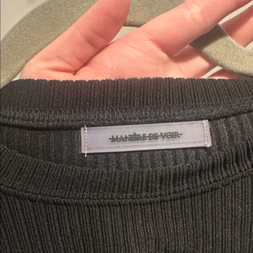 MANIÈRE DE VOIR BLACK RIBBED CUT OUT LACE UP TOP - Image 13