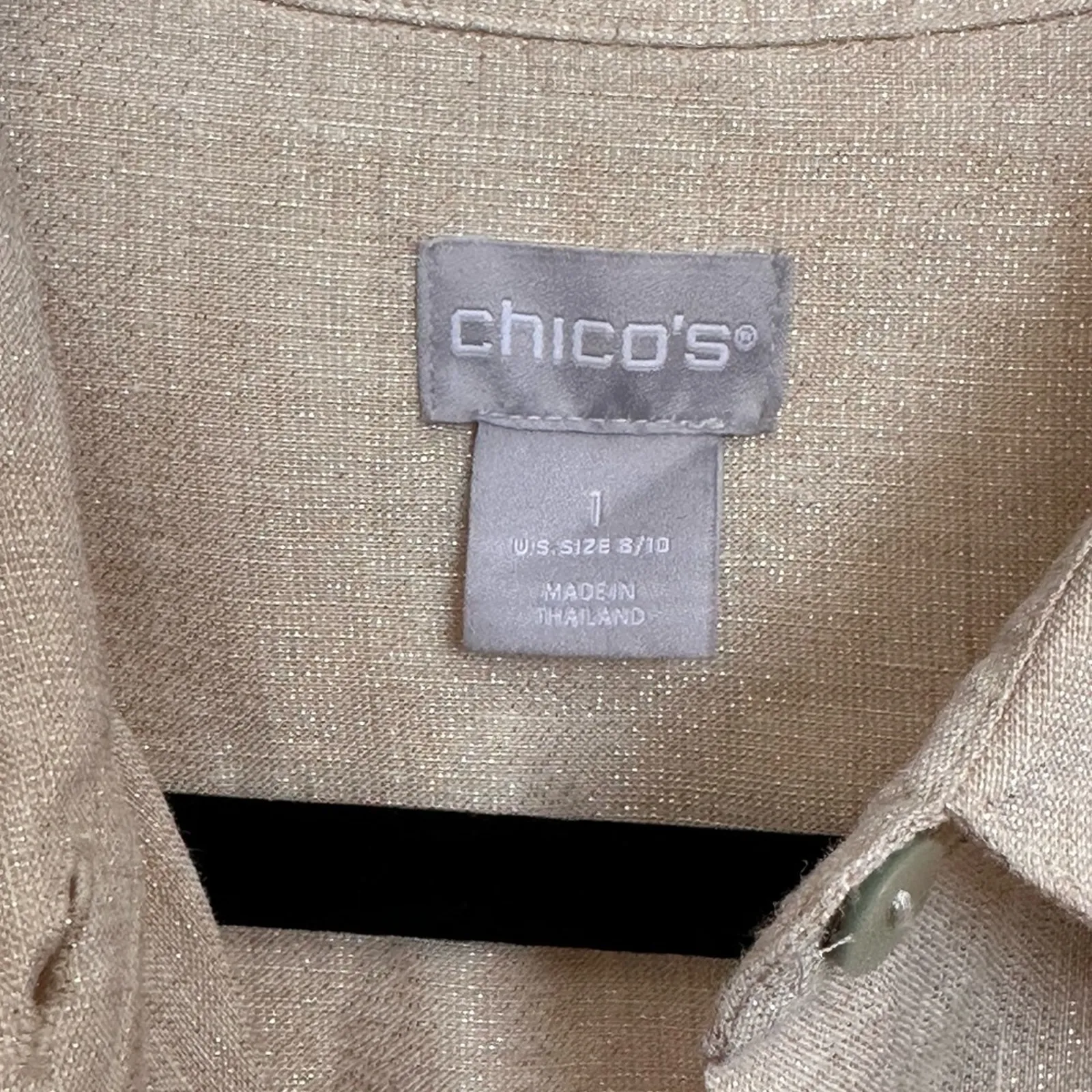 Chico’s Gold Thread Linen Button Down Blouse - Image 3