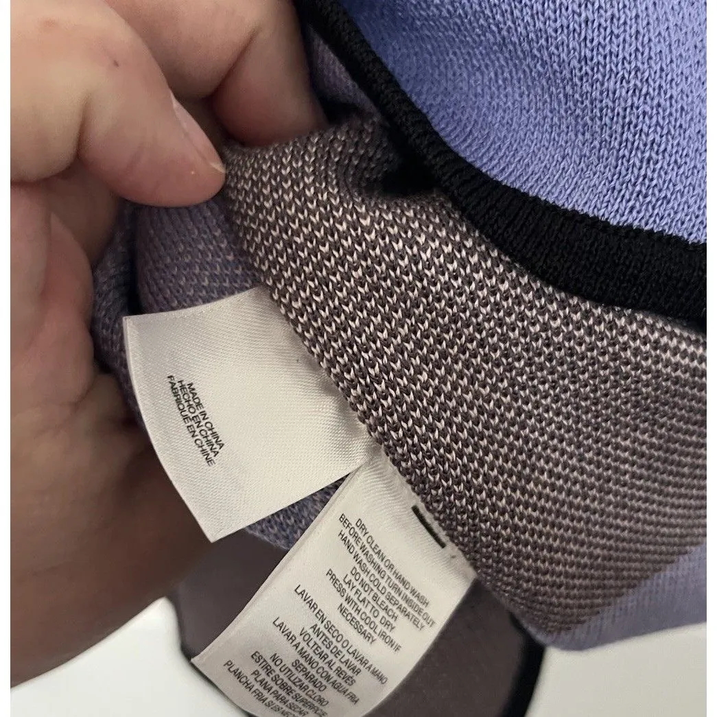 Anne Klein Pastel Pink Purple Color Block Zip Front Poncho Sweater Knit XS - Image 6