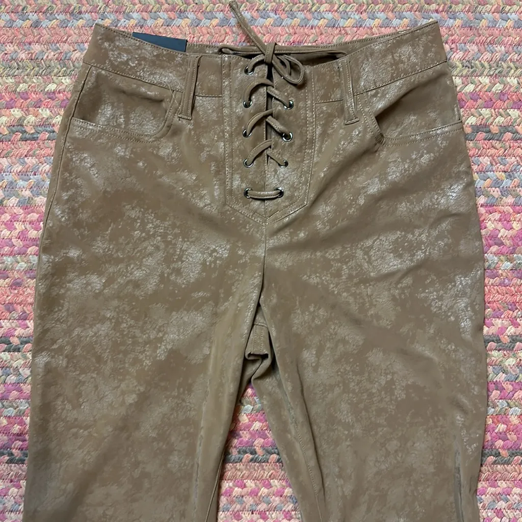 NWT AFRM MILLIE LOW RISE LACE UP FLARE WESTERN ROCK N ROLL PANTS BROWN Size 25 - Image 4