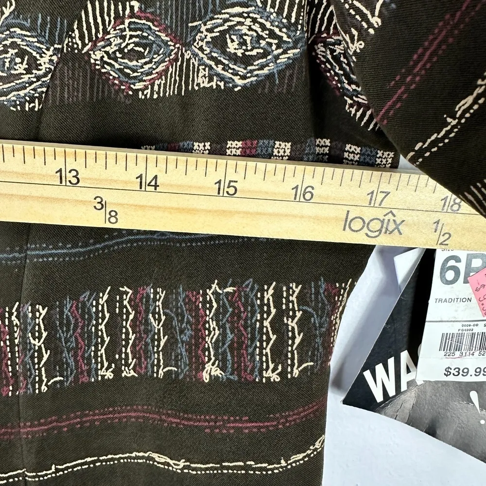 Miss Dorby Petites Dress Women 6P‎ Brown Work Mod Retro Geometric Western Boho - Image 6