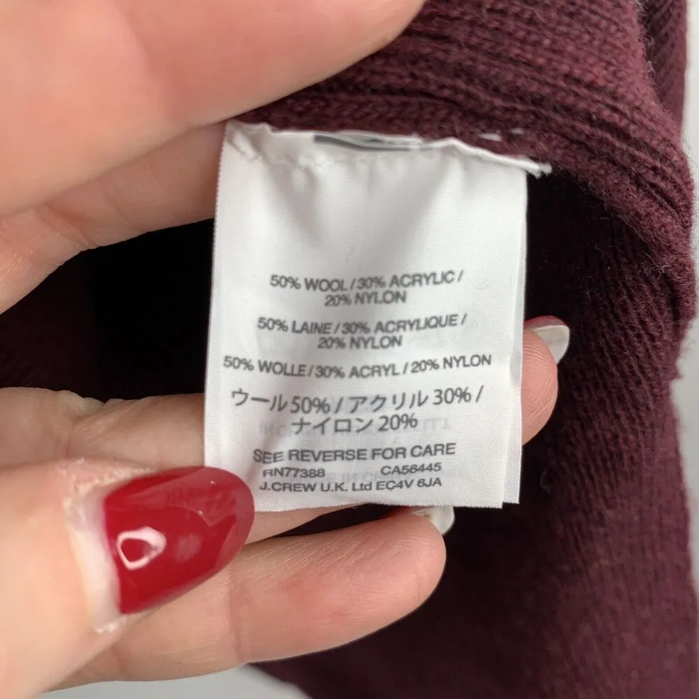 J. Crew Sz L Sweater Peplum Bell Long Sleeve V-neck Wool Blend Burgundy Women’s - Image 7