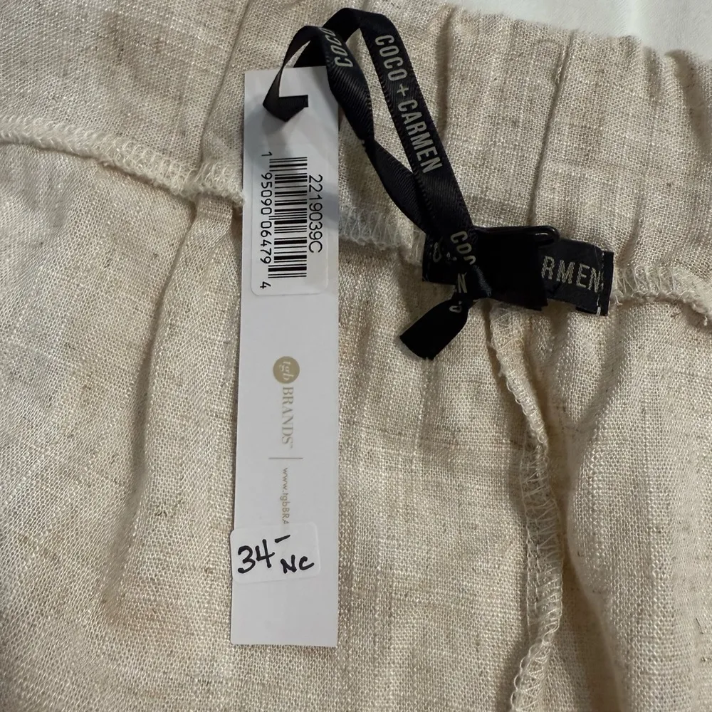 Coco + Carmen Cream Linen Blend Pant With Fringe Hem - Image 4