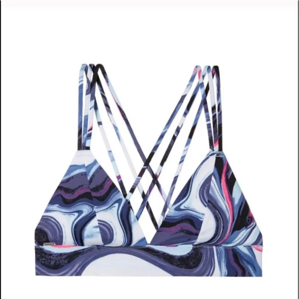 VS Victoria's Secret Pink Banded Strappy Bralette Size XS Marble Blue White - Image 3