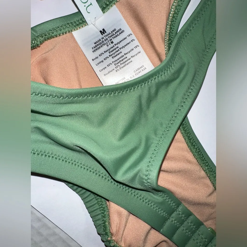 J Crew Heritage Scoop Neck‎ Bikini Top Size Med Sage Green Retro Swim Beach New - Image 6