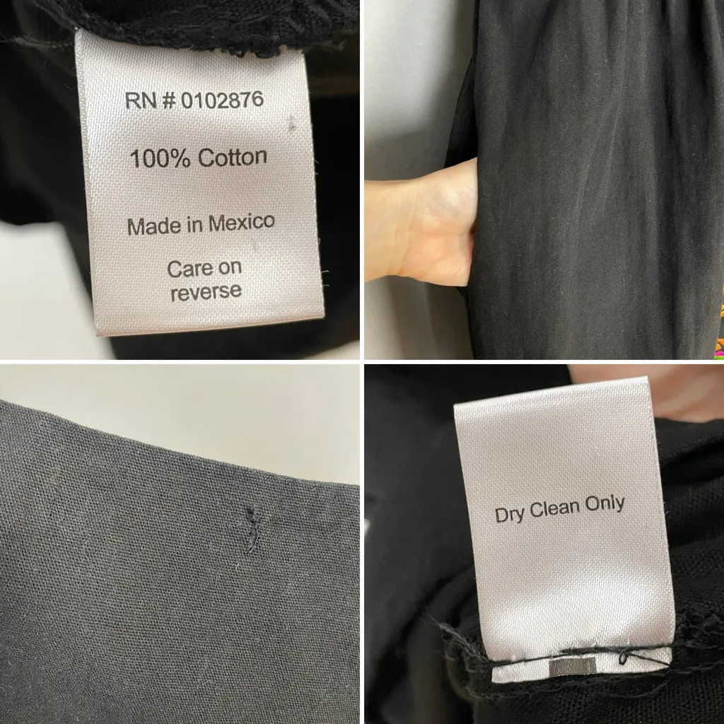 Mexican Embroidered Dress Black Floral Sleeveless Shift Colorful Women Vibrant‎ Size M - Image 13