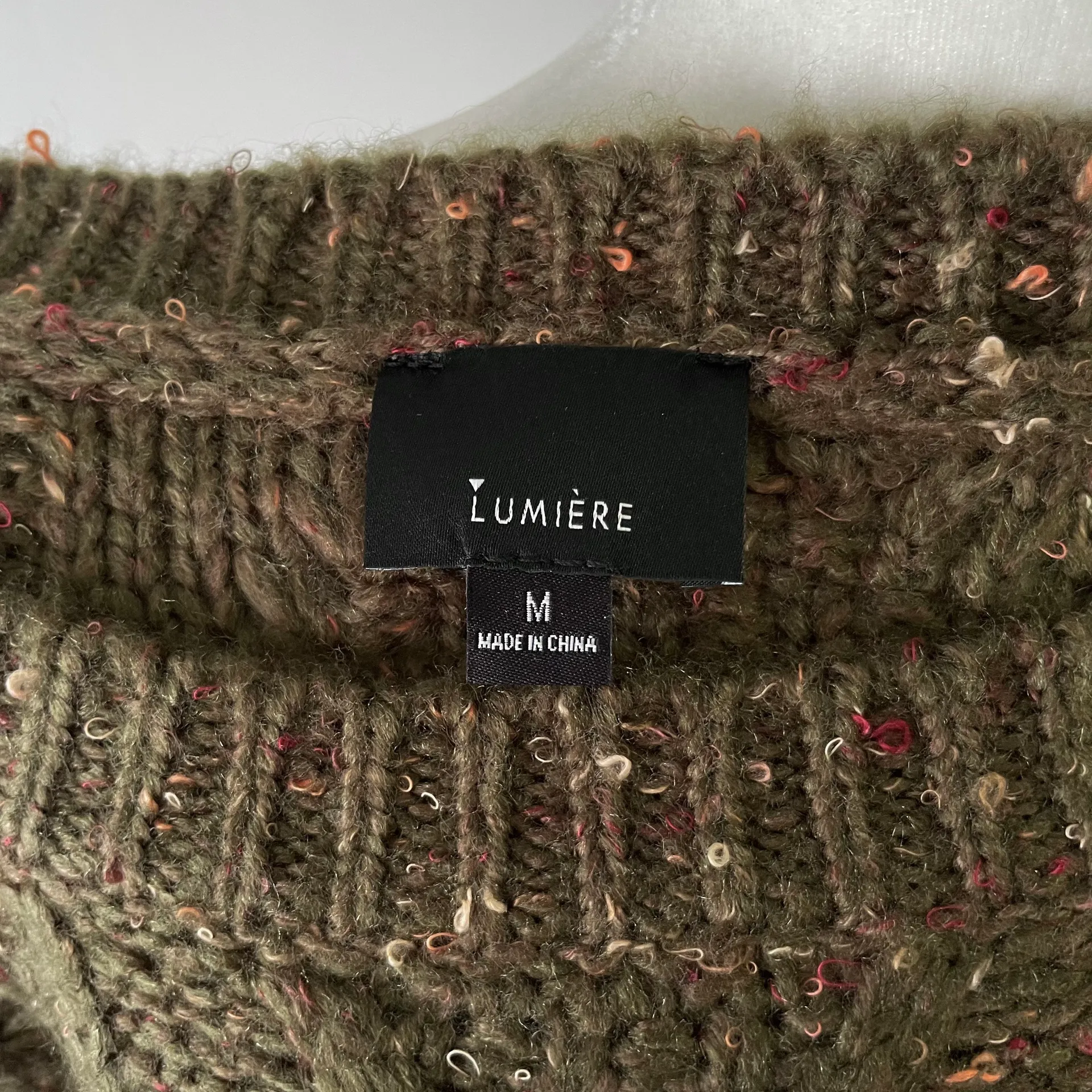 Lumière New  Speckled Cable Knit Sweater Olive Green - Image 12