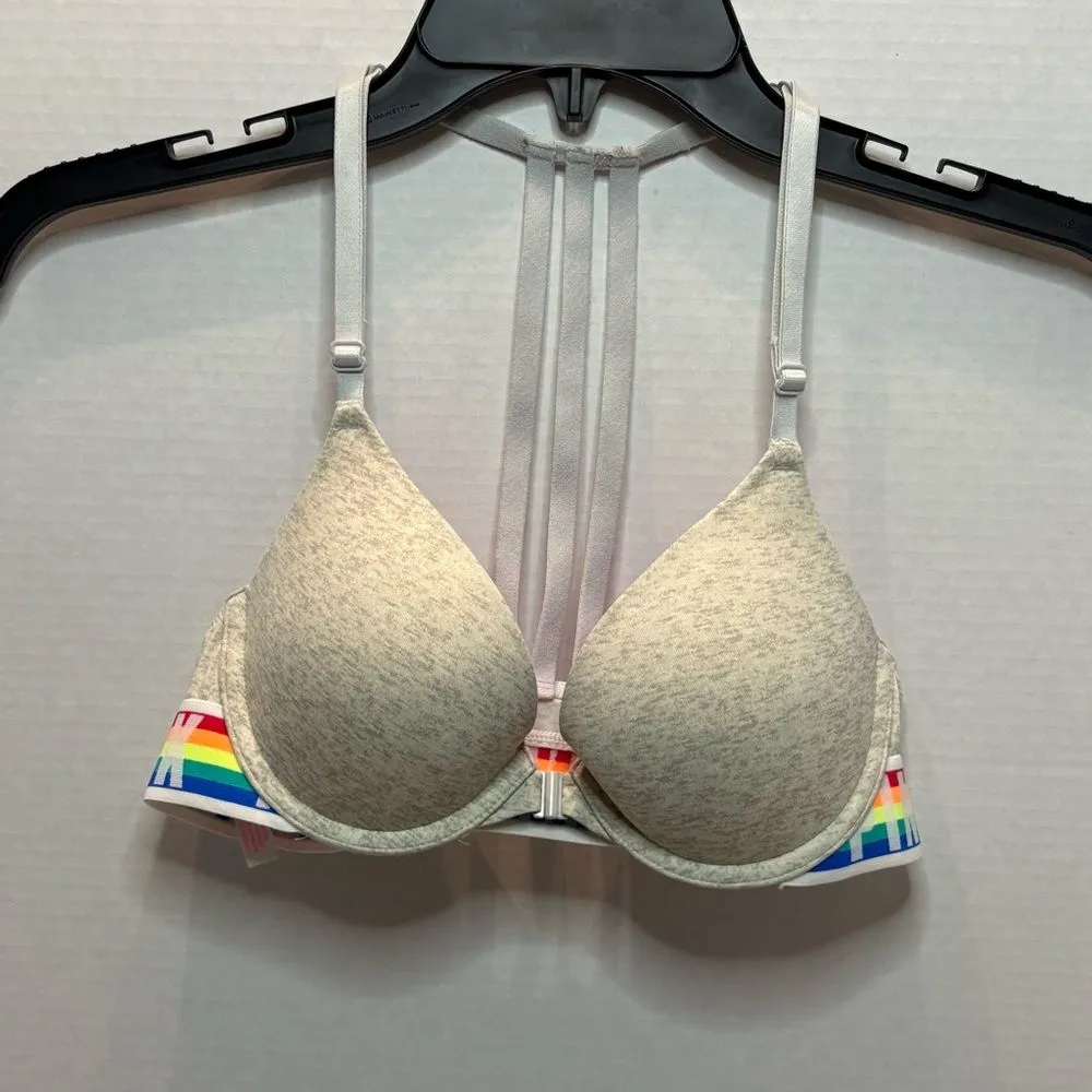 Victoria's Secret Gray Bra with Rainbow Straps - Image 3