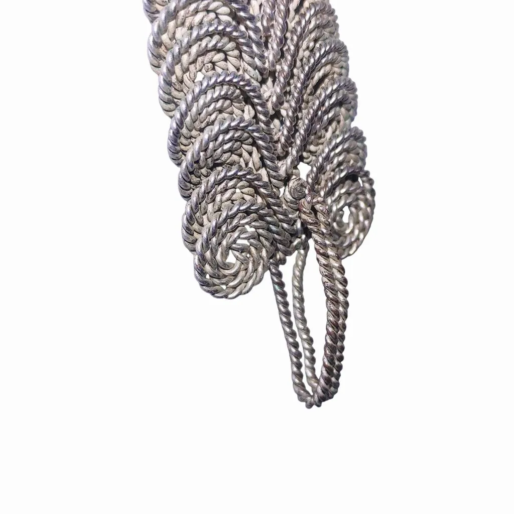 Artisan Articulated Wire Bracelet Woven Snake Wide Silver Tone Coiled Rope MCM - Image 16