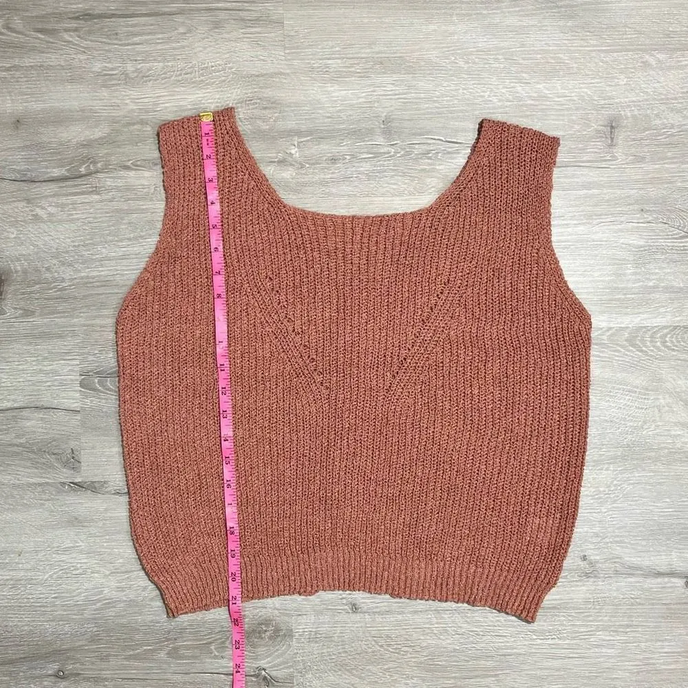 Sweet Rain Button V Back Sleeveless Sweater Vest Sz Lg Women’s Light Rust - Image 10