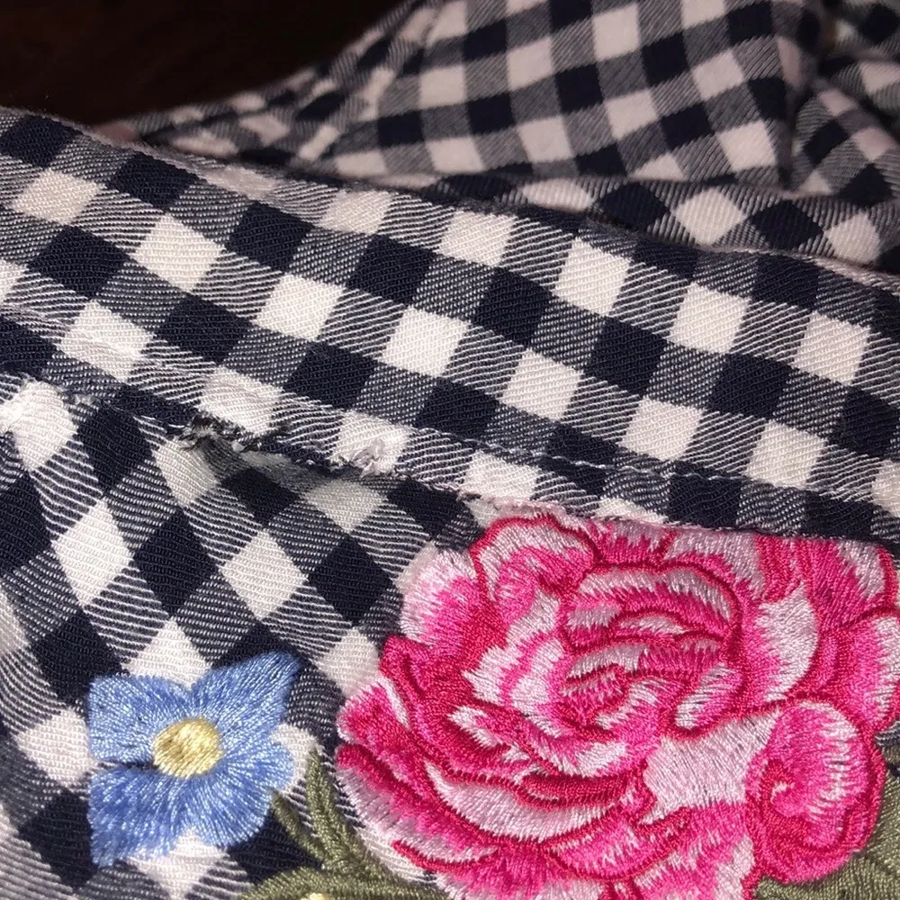 Como vintage large gingham floral flannel top - Image 13