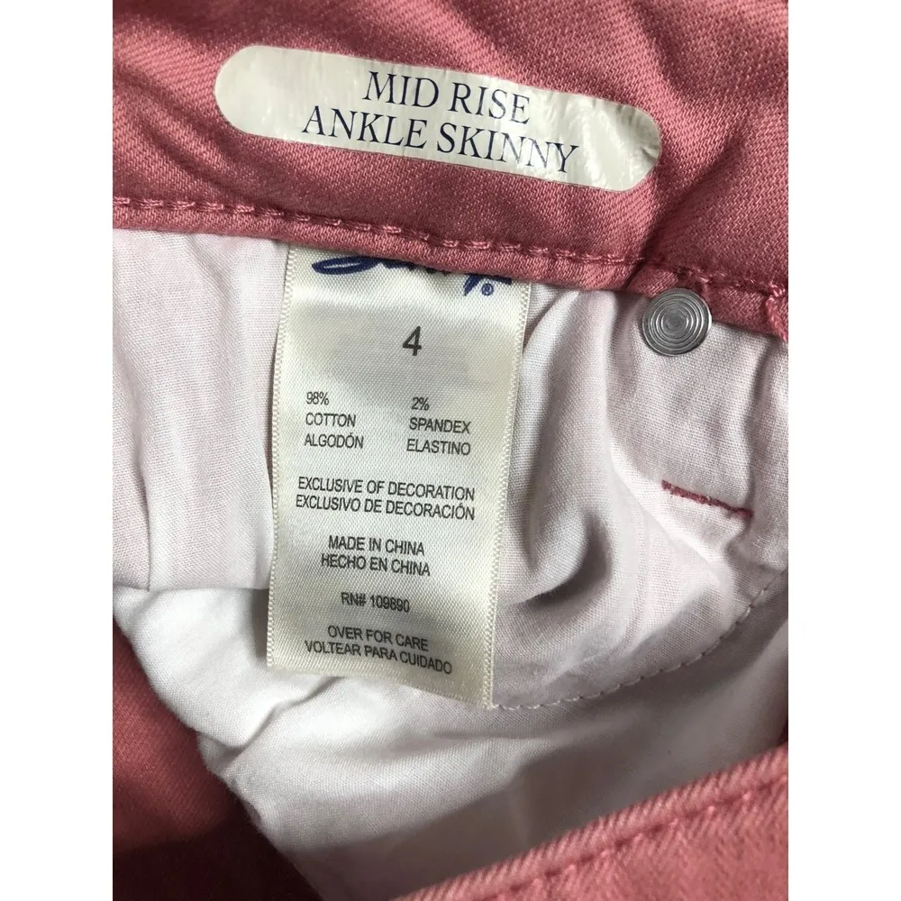 Seven7 Mid-Rise Ankle Skinny Rose Pink Raw Hem Jeans - Image 7