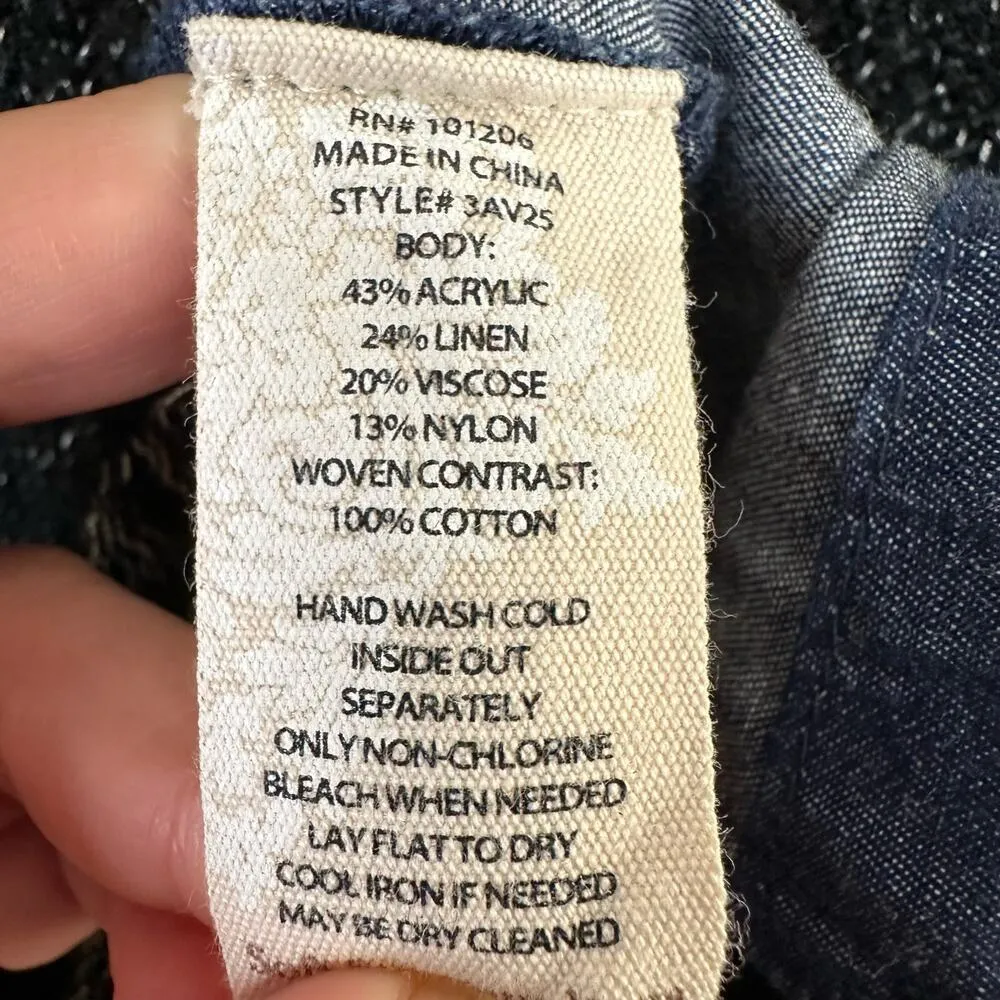 Soft Surroundings size Large P Bexley Black Marled Chambray Pop Tunic Sweater - Image 8