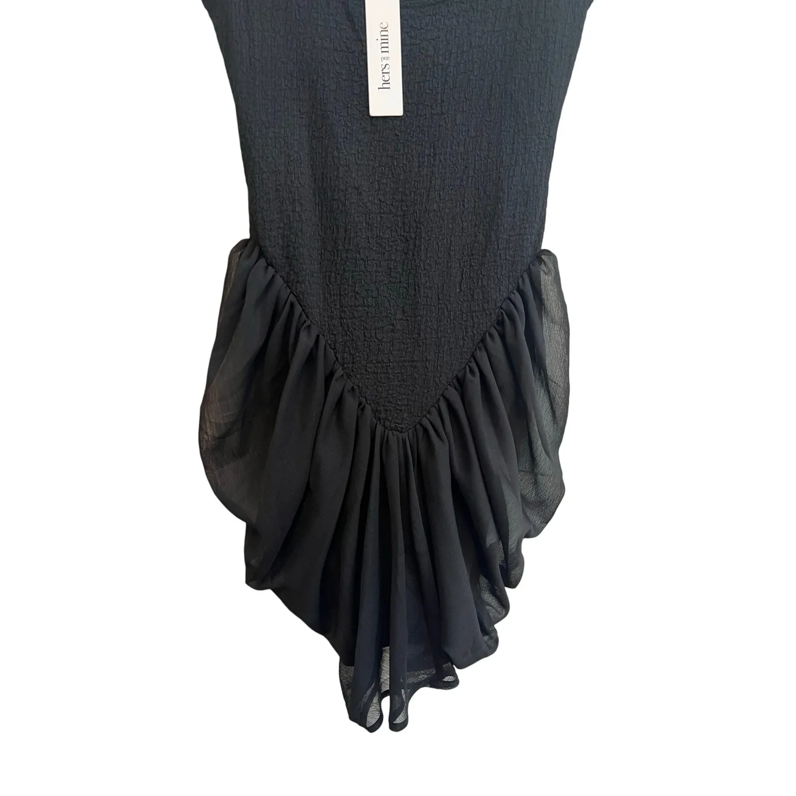 Hers and Mine Smocked Bubble Ballet Black Mini Dress Size: Small New with Tags - Image 4