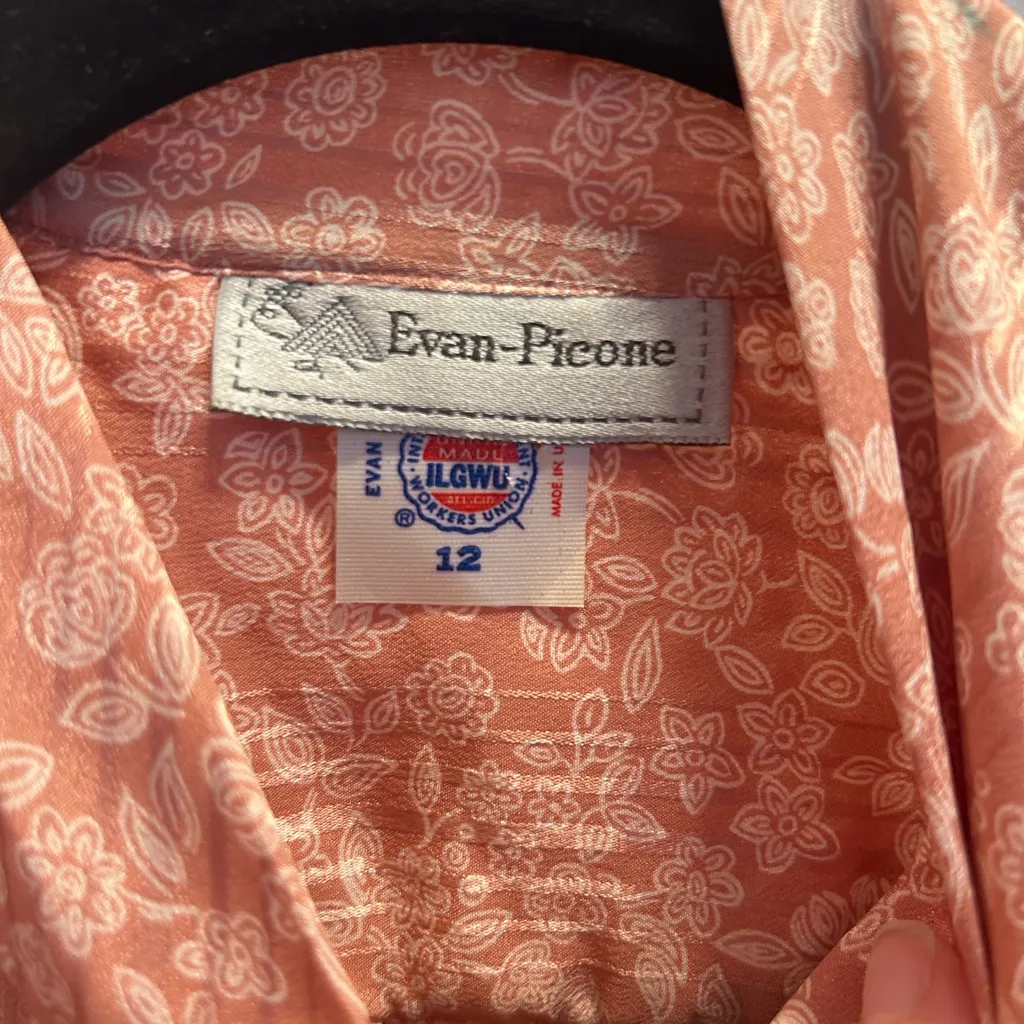 Evan Picone Pink Floral Blouse with Bow | Size 12 - Image 2