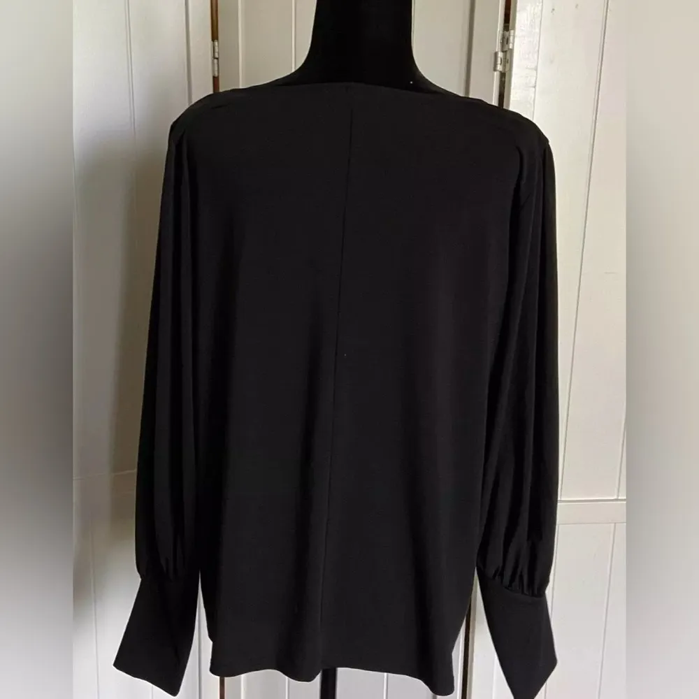 Eloquii Size 14/16 Black Long Sleeve Scoop Neck Sweater/Top Tapered Wrists - Image 6