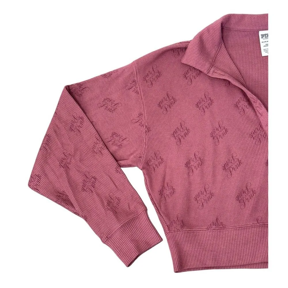 Victoria’s Secret PINK Thermal Waffle Knit Jogger Pants Top Set Soft Begonia XS - Image 5