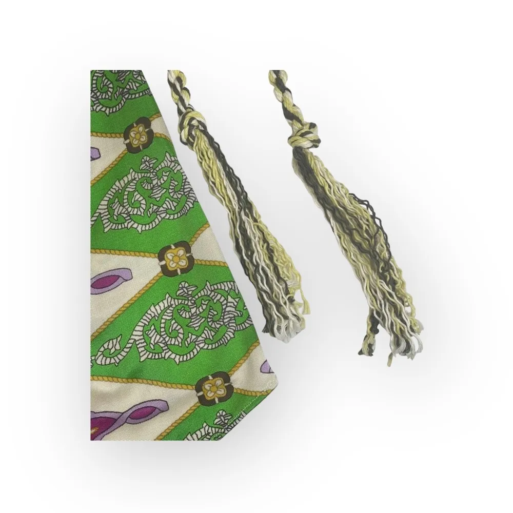 aso TV’s 90210 ✦ Sky ✦ Jeweled Neck Bold Print Silk Halter Top ✦ Braided Straps Size XS - Image 5