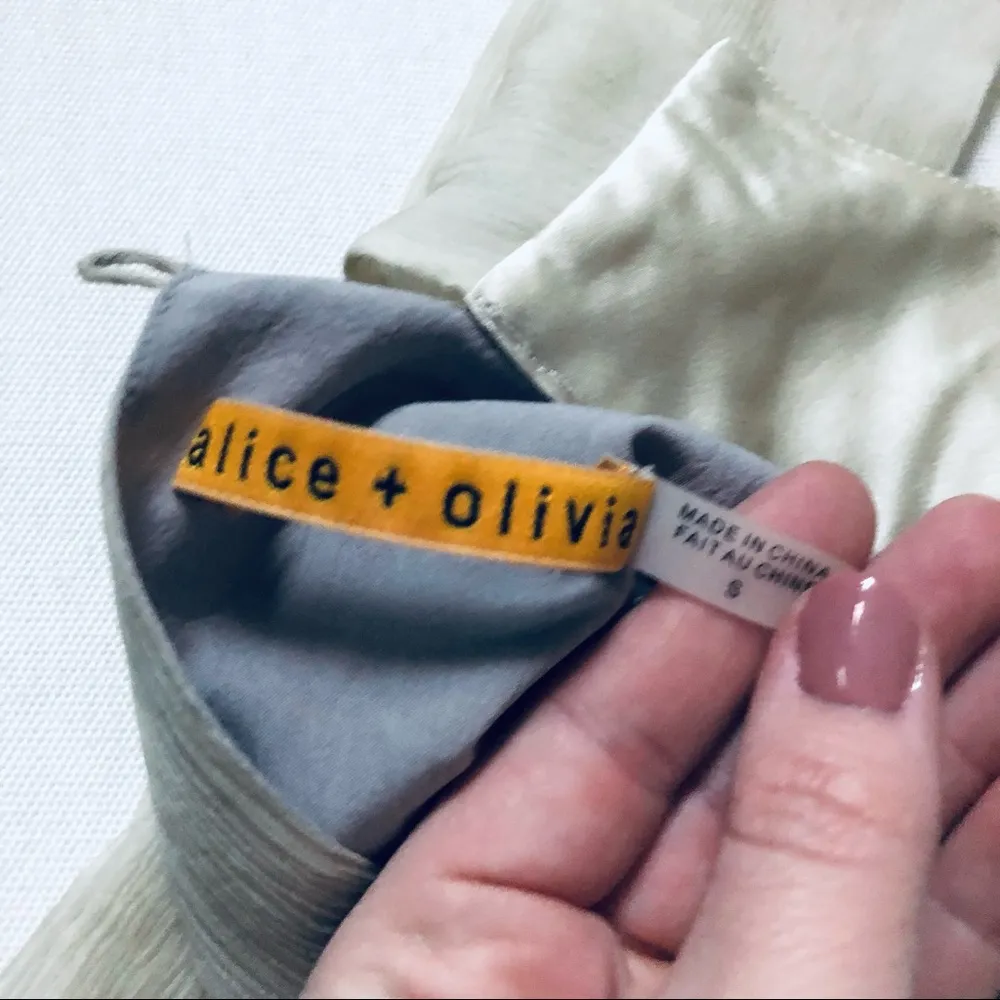 Alice + Olivia Gray Tan Silk Tie Dye Party Cocktail Dress Size S - Image 10