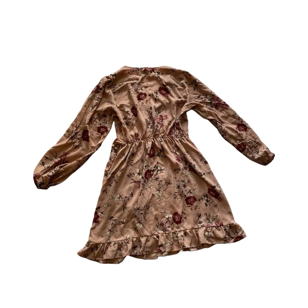 Xhilaration Pink Floral Long Sleeve Wrap Dress | V-Neck Boho Cottagecore S - Image 3