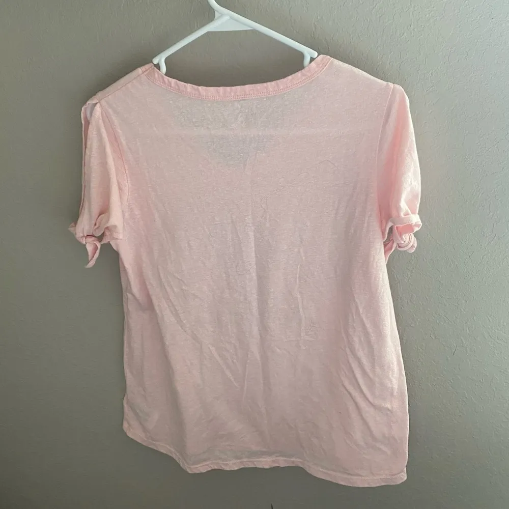 Walt Disney World Parks 2019 Pink Castle Mickey Minnie Tie Sleeve Shirt Top S - Image 3