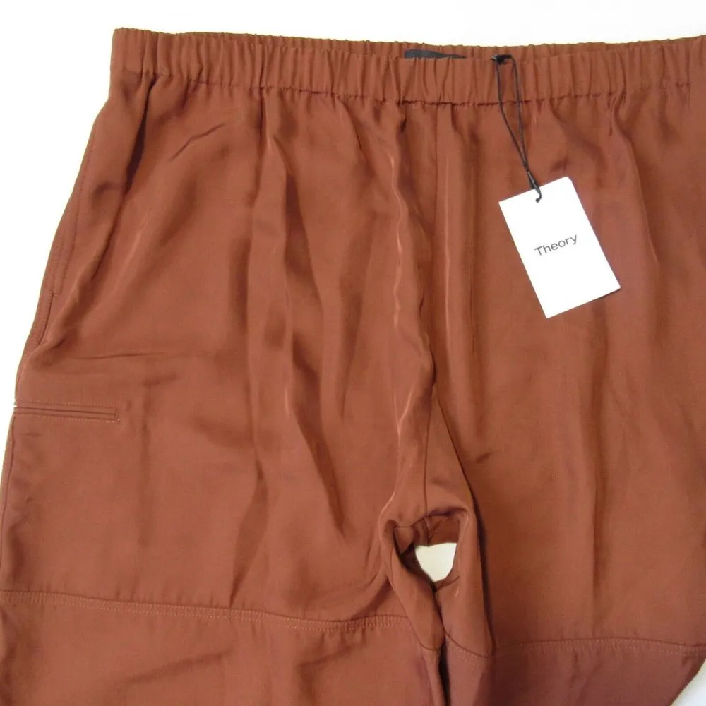 NWT THEORY Slim Cargo Flat Twill Joggers in Clay Utility Pull-on Crop Pants XXL - Image 3