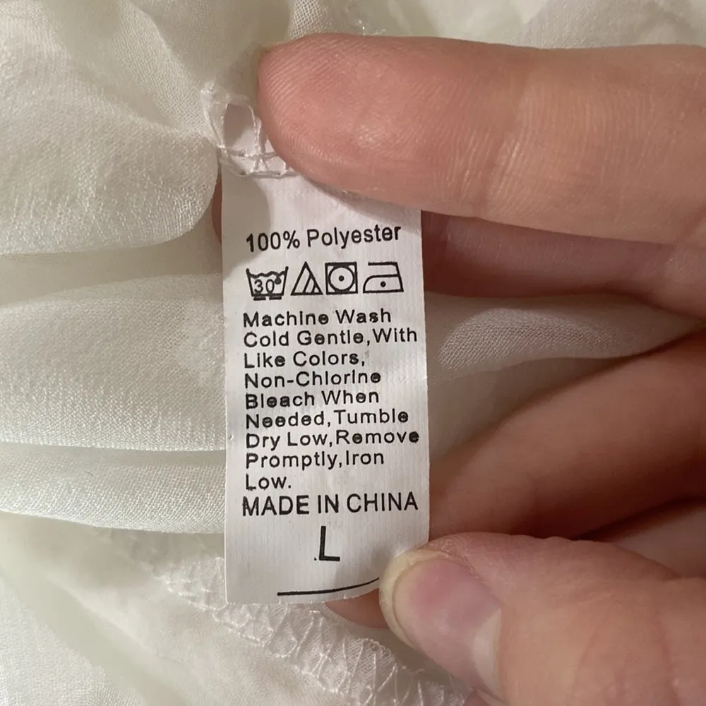 White Swiss dot tassel bikini coverup dress size L Size L - Image 10