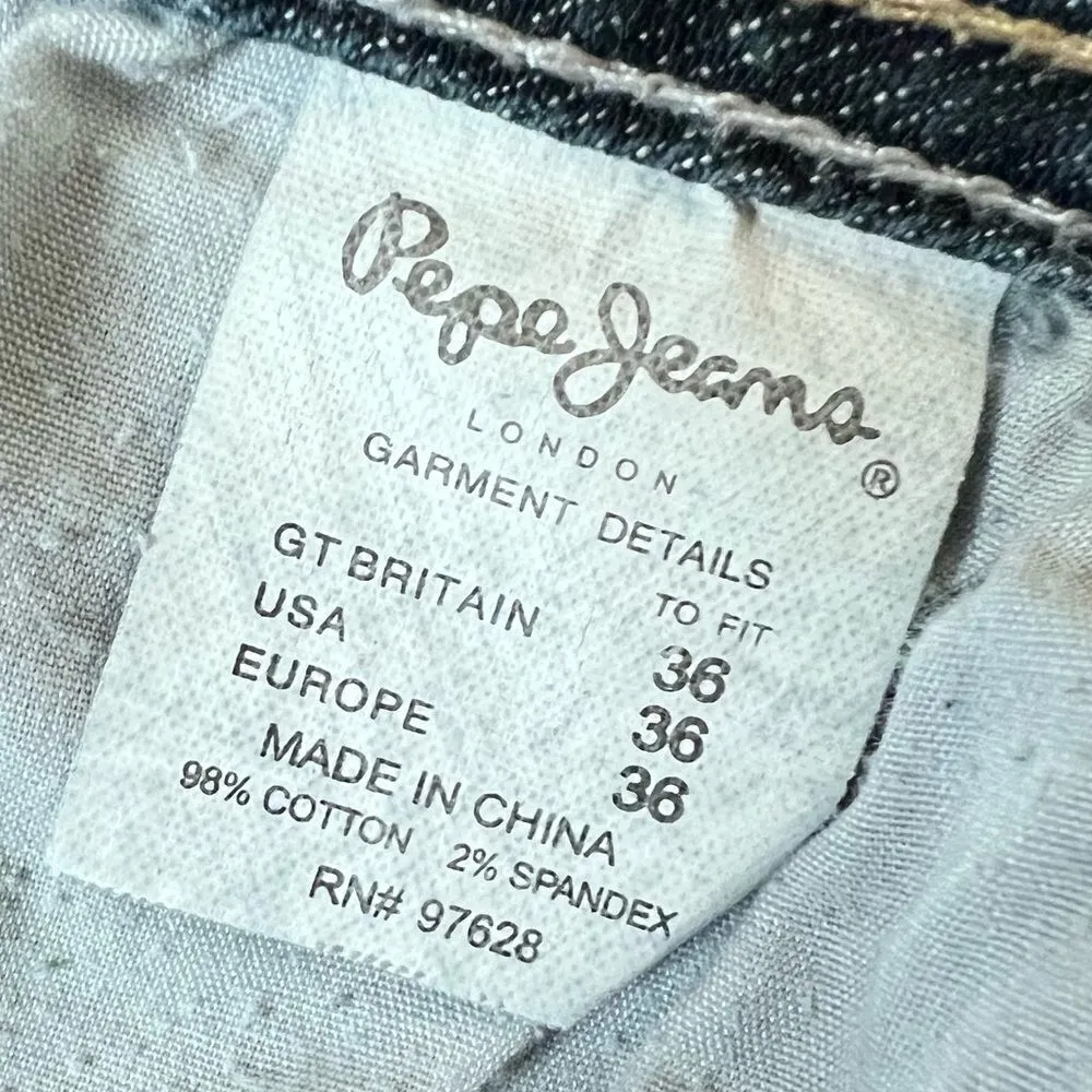 Rare Pepe Jeans London Embroidered Floral Heart and Snake Jeans - Image 6