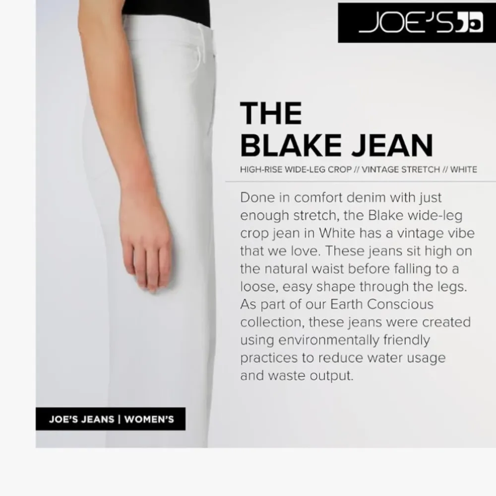 Nwot Joe jeans the Blake white fray high rise wide leg crop $200 28 casual fall - Image 3
