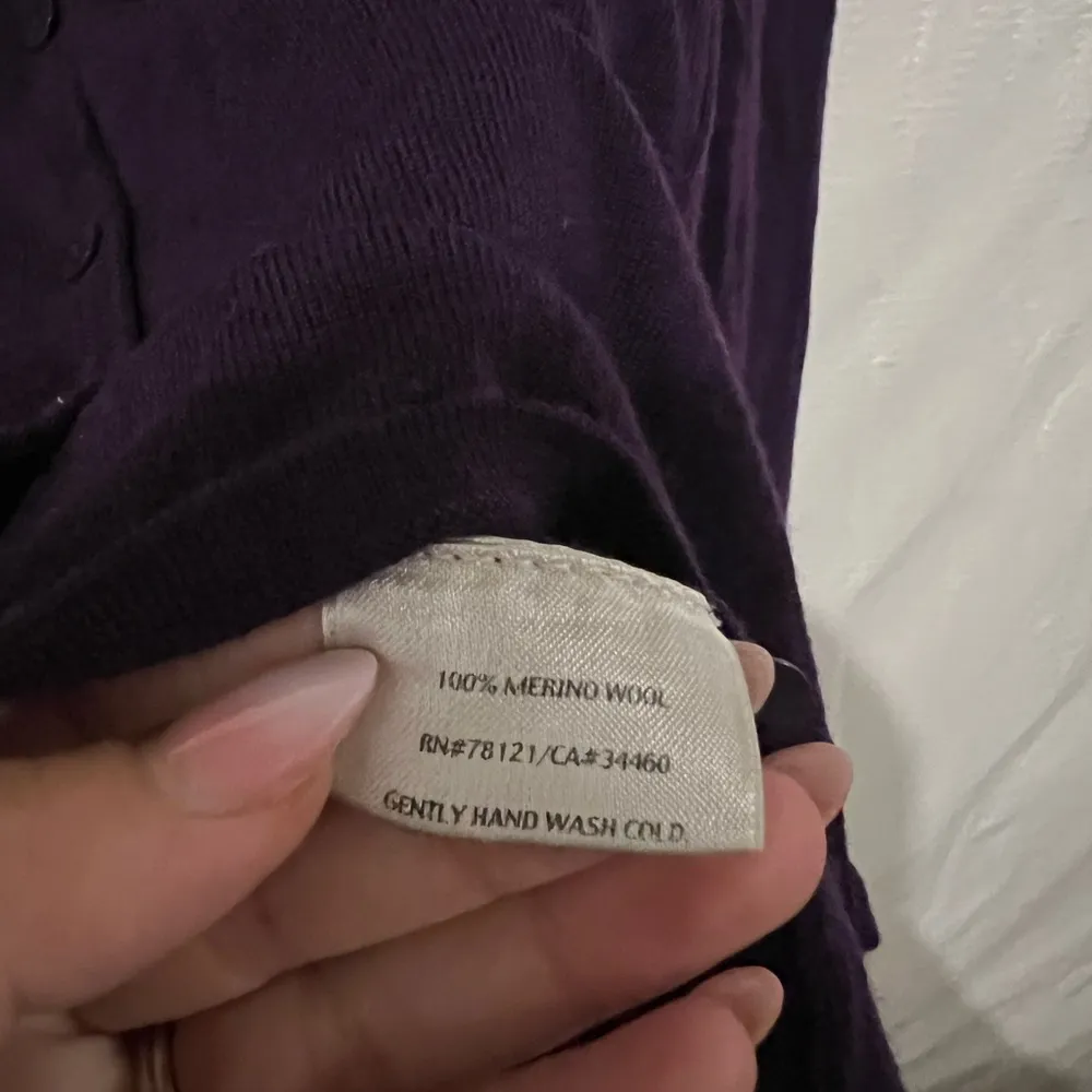 Eileen Fisher Purple Merino Wool Cardigan Sweater Size Small - Image 4