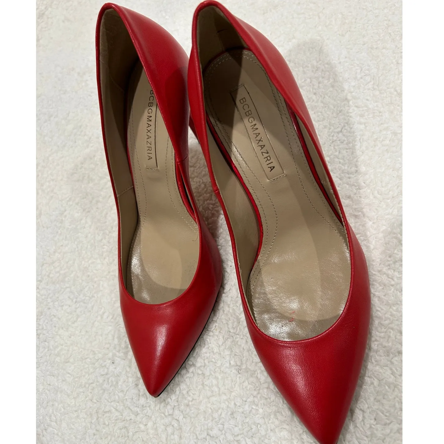 BCBGMaxAzria Classy Matte Red Heels Size 37 - Image 3