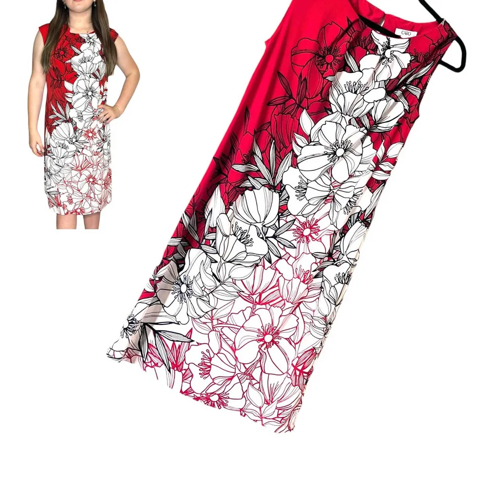 CATO Hawaiian DRESS Womens MED Red White Hibiscus Flowers Sun Slip Sleeveless - Image 11