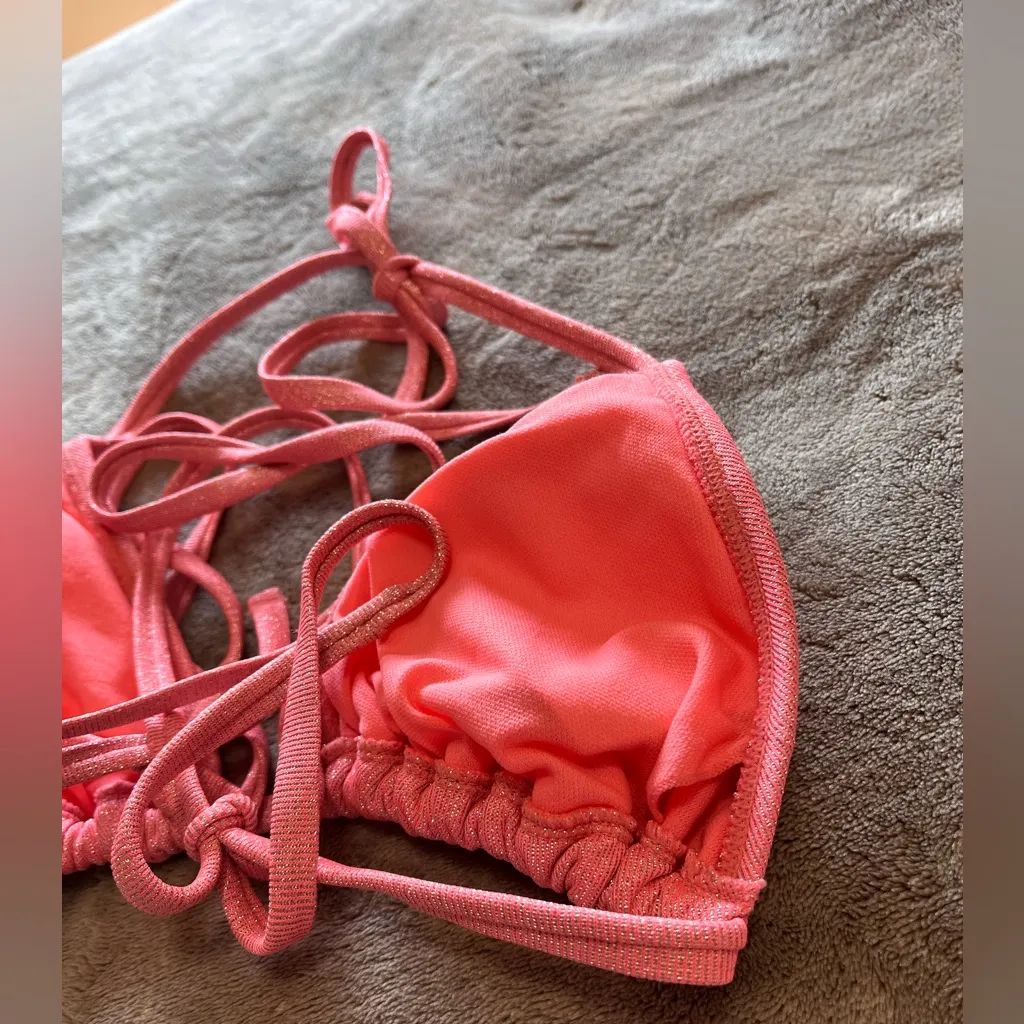 Coral Shimmer NWT 2 Piece Swimsuit Bikini Padded Triangle Top Sz XS/XXS - Image 6