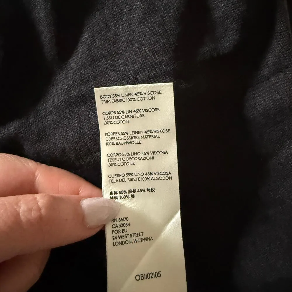 FREE PEOPLE | Black Linen Blend Swing Polo V Neck Swing Trapeze Top  Small - Image 5