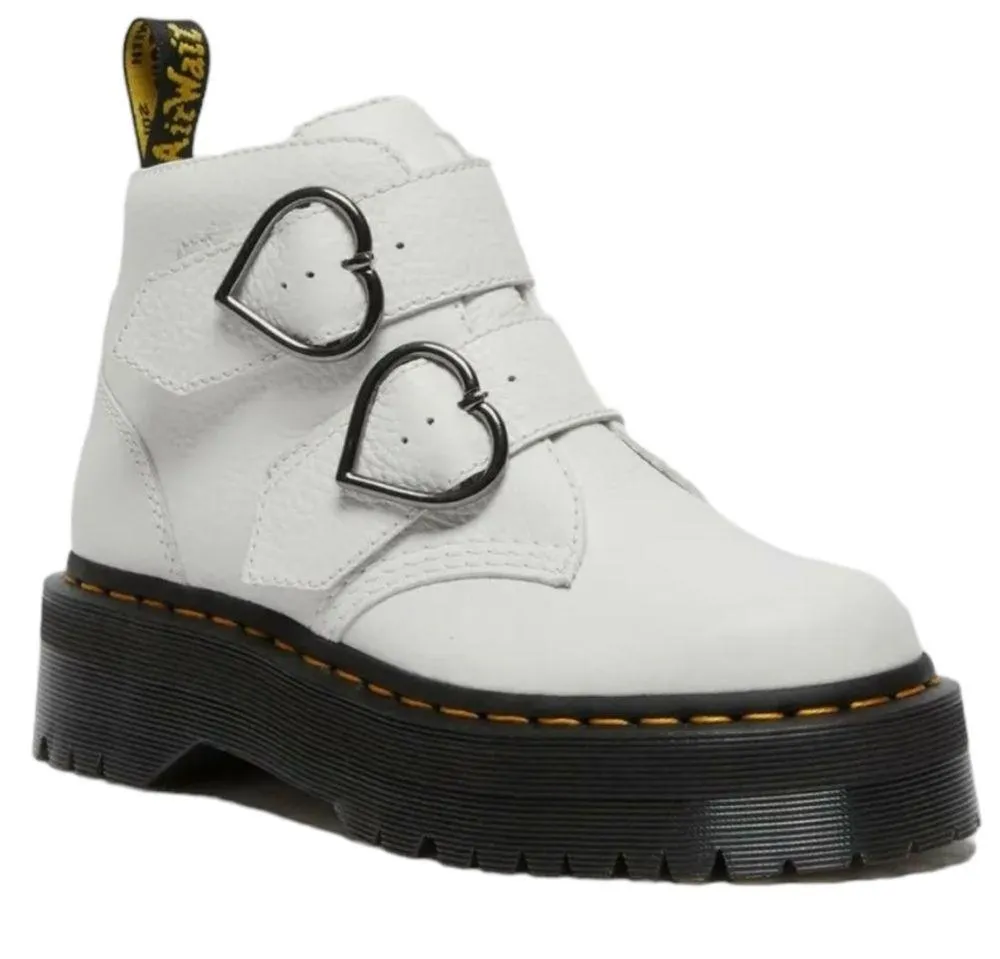 NEW Women’s Dr. Marten White Keather Devon Heart Platform Boots size 6 - Image 4