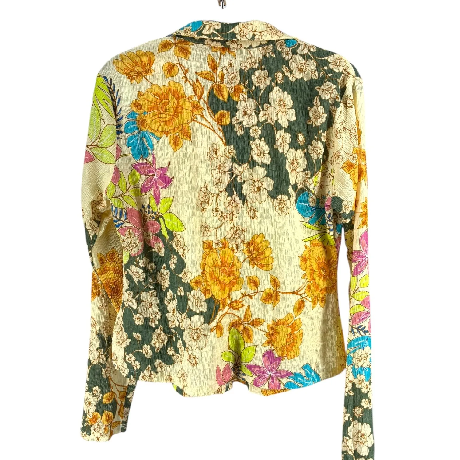 GUESS Floral Print Button Up Shirt Long Sleeve Relaxed Fit Women's Size L - Image 4