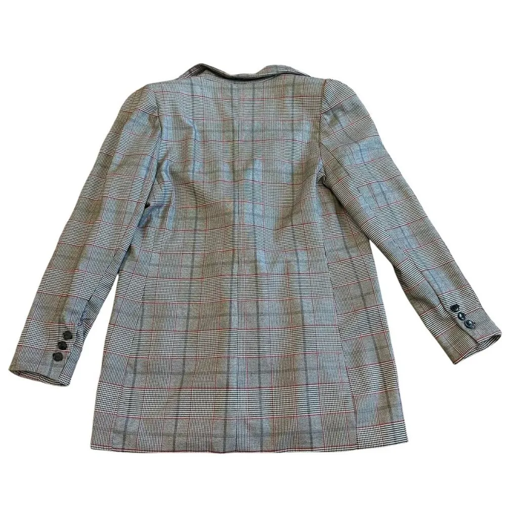 Walter Baker Plaid Long Length Oversized Blazer Jacket Black Button Size Large - Image 6