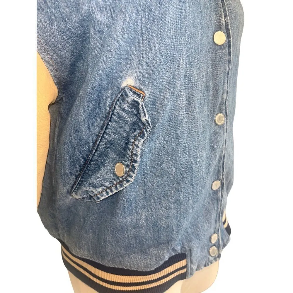 BlankNYC Varsity Jacket in Crash Course Womens Denim Jean Boyfriend - Image 9