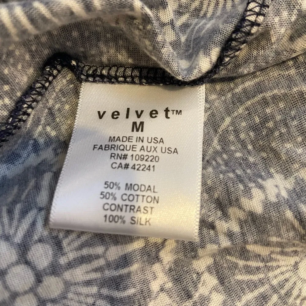 Velvet navy & white print cotton/modal silk trim. - Image 7