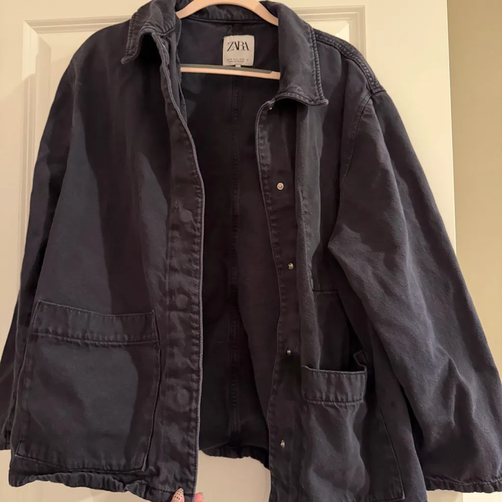 Zara Black Denim Overshirt Jacket - Image 8
