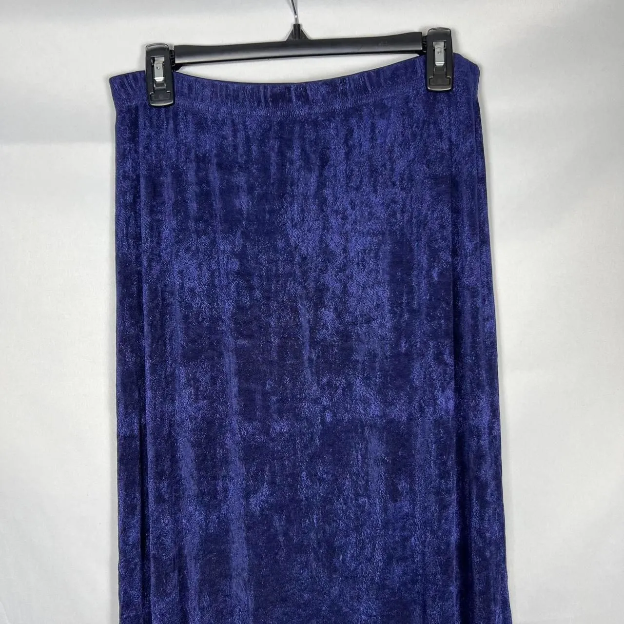 Y2K Vintage PRESTON & YORK Sleek Acetate Knit Maxi Skirt Royal Blue L - Image 2